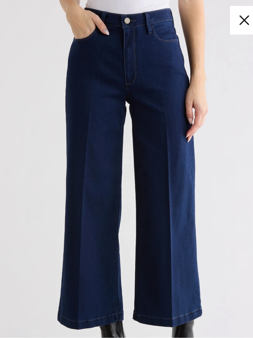 Paige 26 Jeans Genesee Wide Leg Cropped Jeans in Elvira dark wash 5 pockets